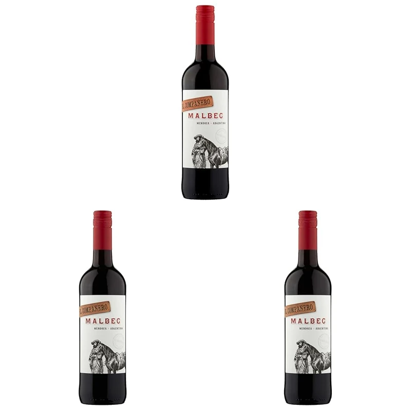 El Companero Malbec Mendoza, Argentinian Red Wine, 1 x 750ml (Pack of 3)