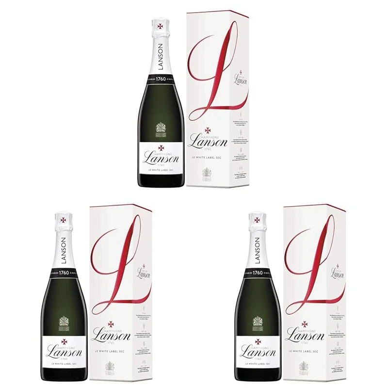 Lanson Le White Label Sec Gift Box - 75cl (Pack of 3)