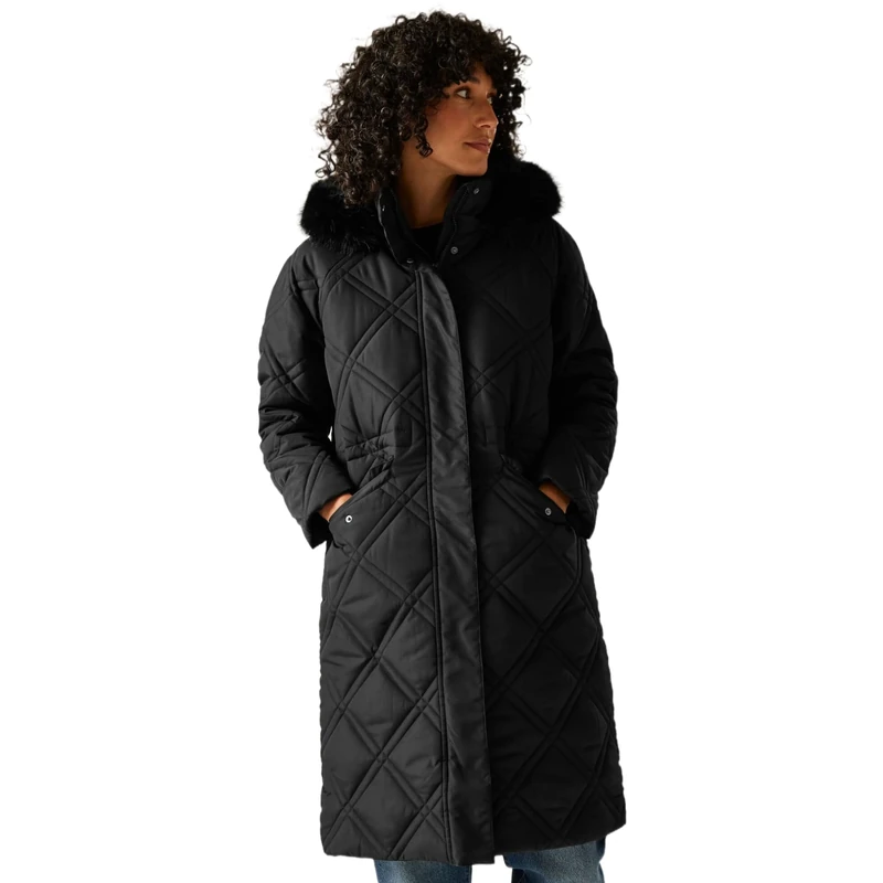 Regatta Womens Freyla Quilted Jacket Water Repellent Insulated Hooded Winter Coat