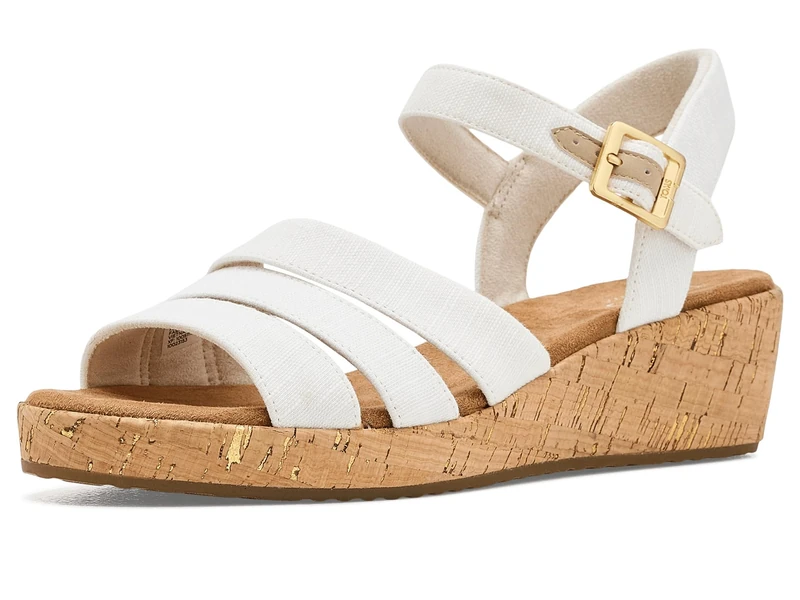 TOMS Women's Julia Wedge Sandal, White Slubby Woven, 7.5 UK