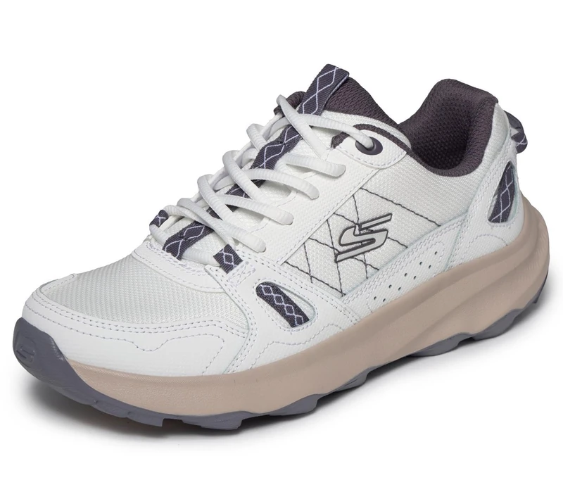 Skechers Women's Ridge Oak Gateway Trail Trekking Low Cut Shoes, White Leather/Purple Textile/Synthetic, 6 UK