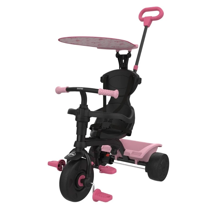 TP Zoomee 4 in 1 Trike - Unicorn Dream - Parental Lock Mode, Removable Safety Bar, Safety Steering Lock System & Shock Resistant Wheels, Adjustable UV Sunshade - Ages 10-36 Months.