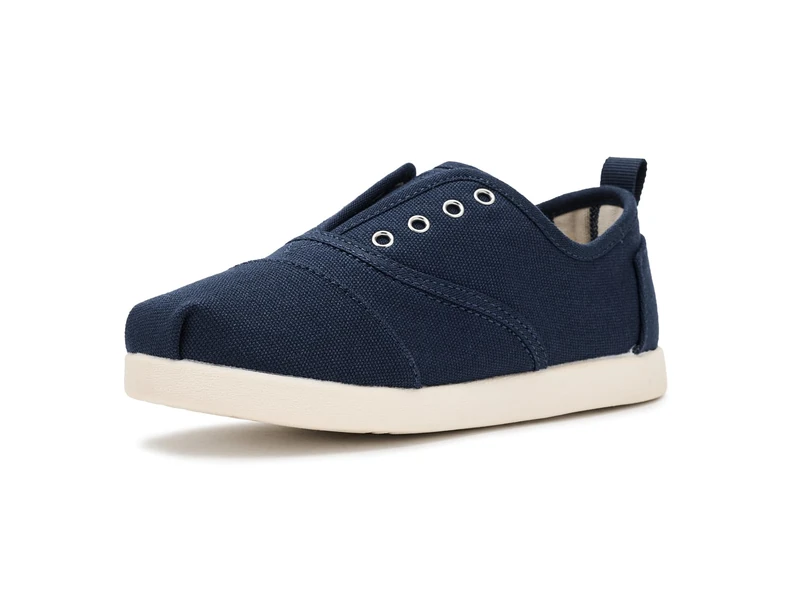 TOMS Cordones Plus Sneaker, Navy Canvas, 3 UK