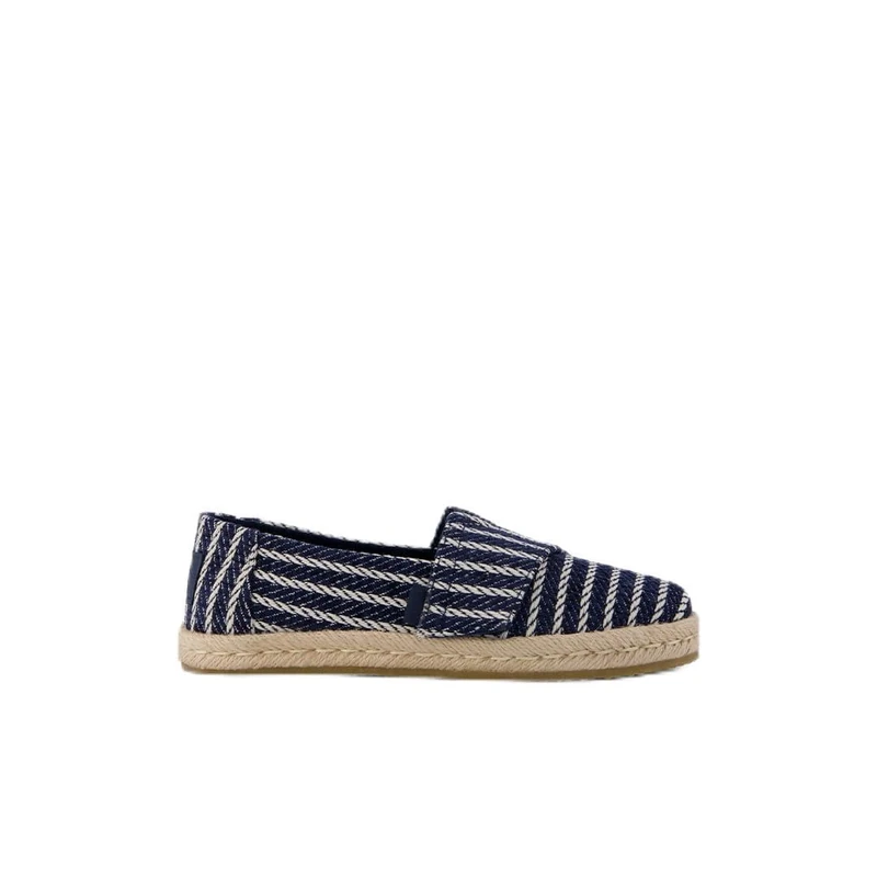 TOMS Youth Boy's Alpargata Rope 2.0 Espadrille Loafer Flat, Navy Nautical Stripe, 4.5 UK