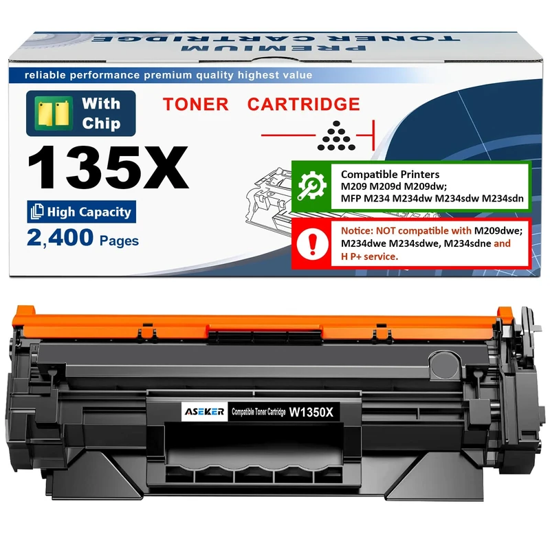 135X W1350X ( 135A W1350A ) Toner Cartridge [with Chip] High Yield 2400 Pages Compatible for HP Laserjet M207dw M209 M209d M209dw M234 M234d M234dw M234sdw M234sdn M235sdw Printer