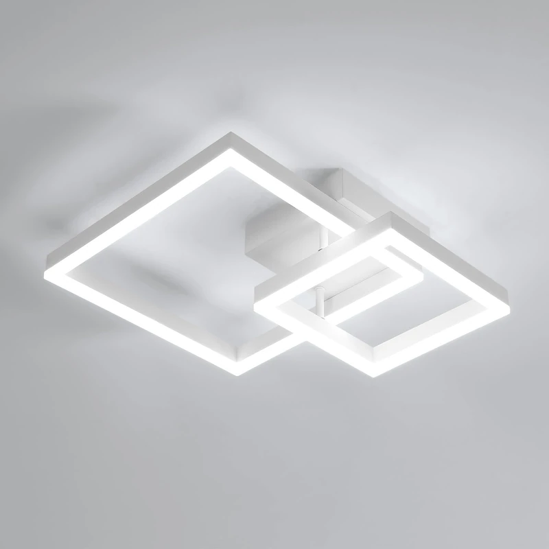 Comely LED Ceiling Light, 36W 4050LM Modern Square Acrylic Ceiling Light, 6500K White Light for Bedroom, Kitchen, Dining Room, White, 52 cm