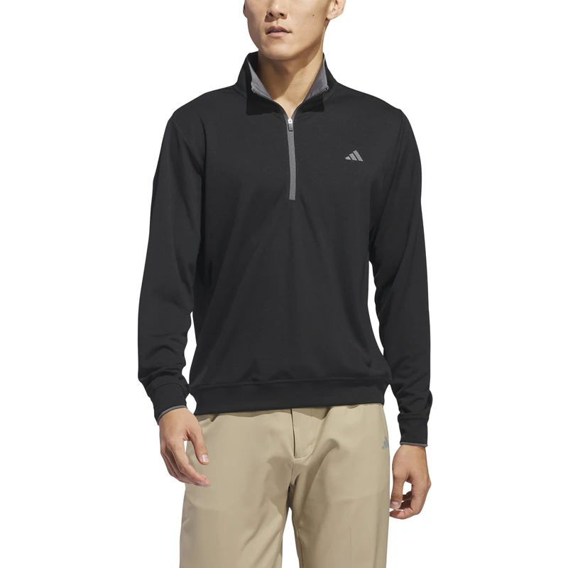 adidas Men's Mens Upf Lightweight Quarter Zip Pullover Sweatshirt, black, 3XL