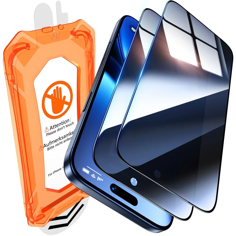 UniqueMe for iPhone 17 Pro Max Privacy Screen Protector - 2 Pack [Automatic Sticking] [Anti-Spy] Full Coverage 9H Tempered Glass Film Bubble-Free Case Friendly [Auto Dust-Remove]-6.9 inch