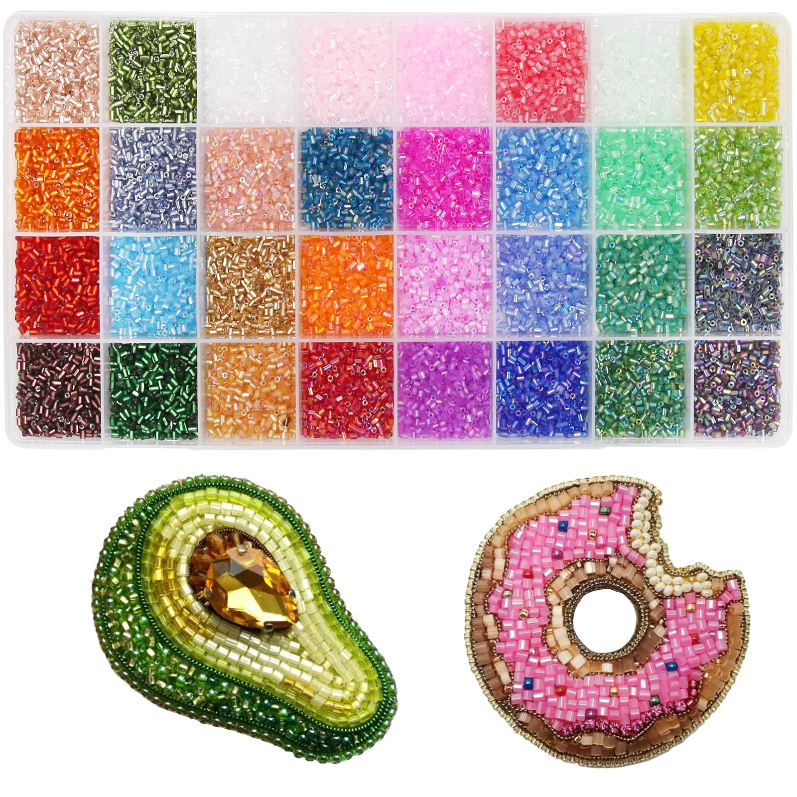 EuTengHao 3mm Tube Beads Kit Glass Bugle Seed Bead Small Craft Beads for DIY Bracelet Necklaces Crafting Jewelry Making Supplies (32 Colors)