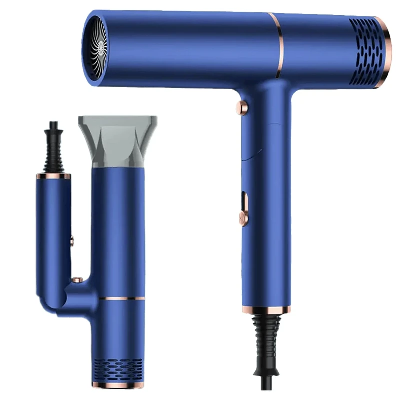 Hair Dryer, Professional Ionic Hairdryer with 2 Temperature Settings 3 Wind Speed Stages, Lightweight Foldable Travel Blow Dryer for All Hair Types, Blue