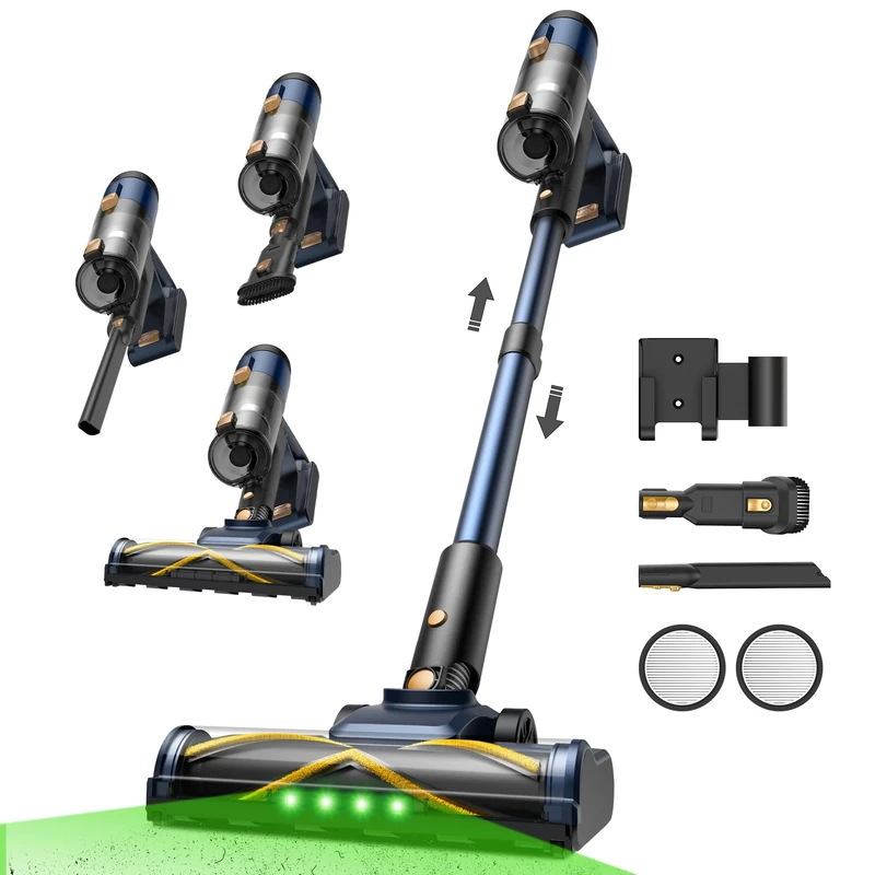 Vexilar V12 Cordless Vacuum Cleaner, 50KPa/450W/50Mins, Lightweight Cordless Vacuum with Anti-Tangle, LED Touchscreen, GreenEye Tech, Detachable Battery, Stick Vacuum for Hardfloor Carpet and Pet Hair