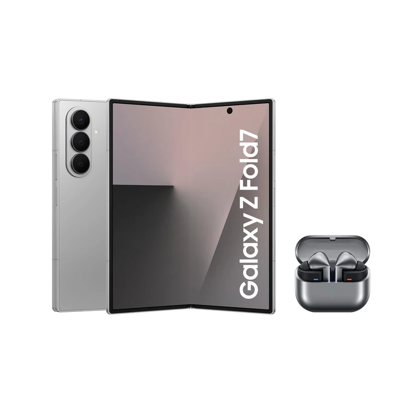 Samsung Galaxy Z Fold7 with Buds3 Pro,Thin and Light Foldable Design,Large Screen,200MP Camera,512GB Storage,12GB Memory,4400 mAh Battery,Silver Shadow,3 Year Extended Warranty (UK Version)