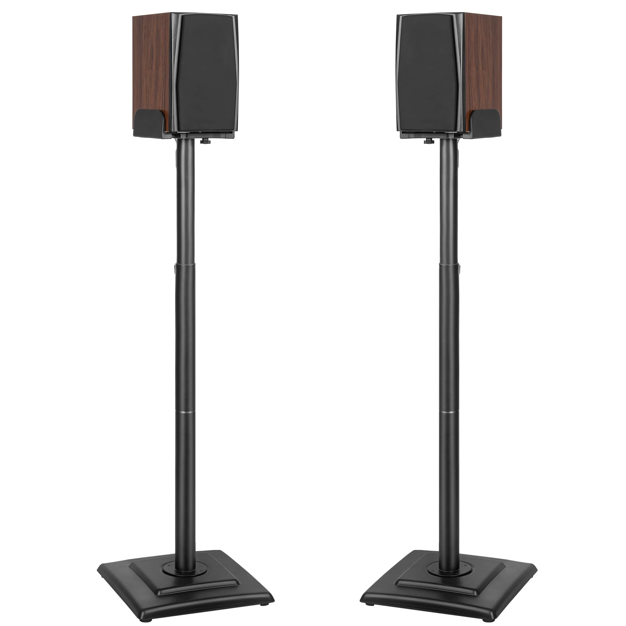 OUUTMEE Height Adjustable Speaker Stands 1 Pair, Floor Stand with Adjustable Tray Holds Universal Satellite & Bookshelf Speakers, Bookshelf Floor Speaker Stand Up to 5KG with Cable Management