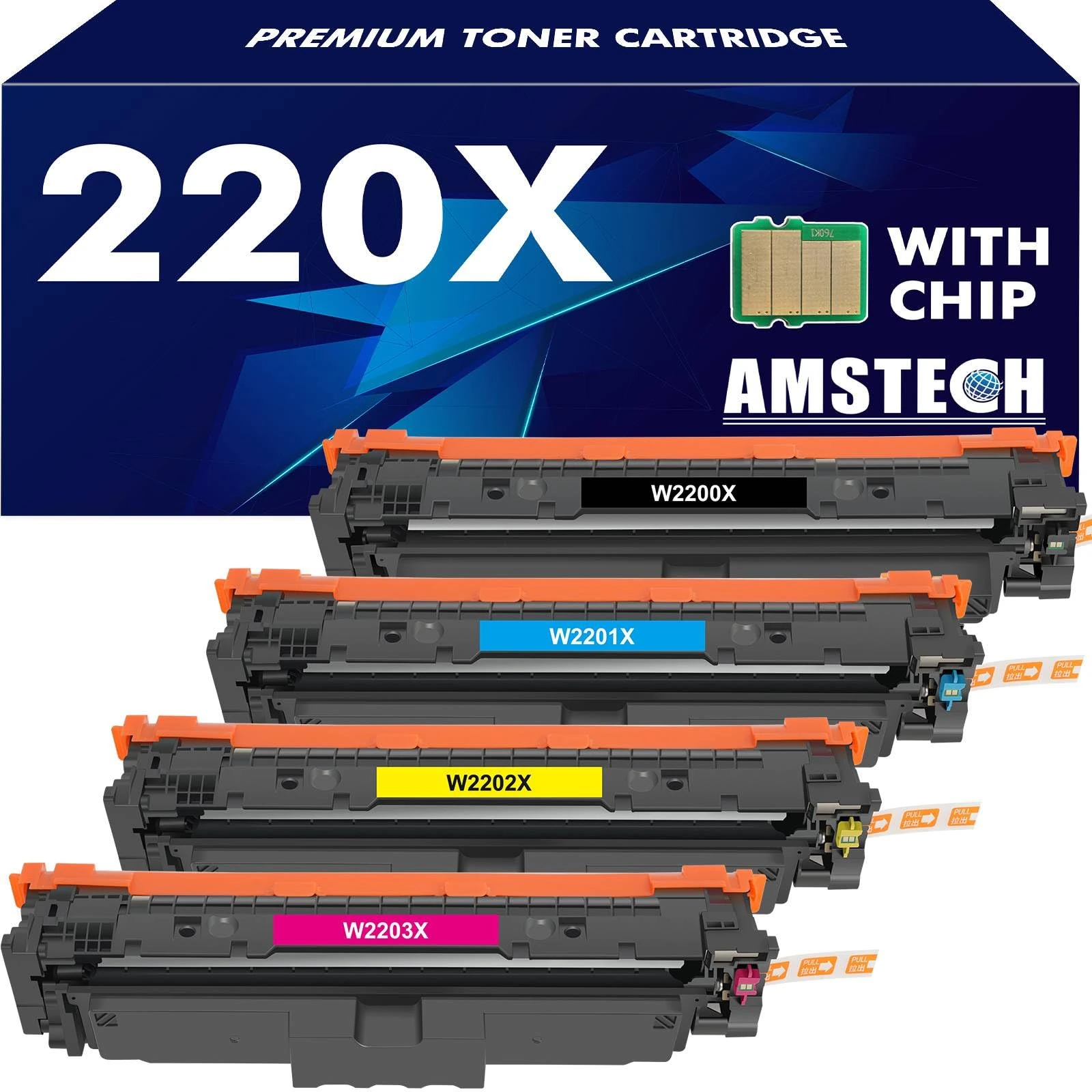 220X 220A Toner: Compatible for HP 220X Toner Color Laserjet Pro MFP 4302dw 4302fdw 4202dw 4202dn 4302fdn Black Cyan Yellow Magenta,W2200X W2201X W2202X W2203X With Chip 4PK