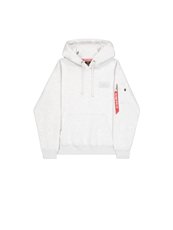 Alpha Industries Men's Back Print Hoodie, Pastel Grey Melange, M