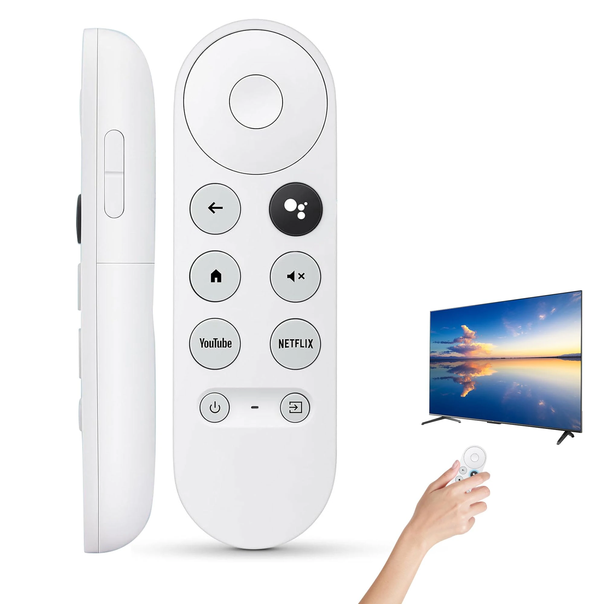 1PCS Replacement Voice Remote Control for Google Chromecast 4K Snow TV Remote with Shortcut Buttons for Chromecast with Google TV HD/4K G9N9N Voice Remote Controls Replacement (Remote Control Only)