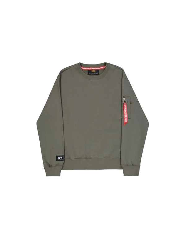 Alpha Industries Men's Label Back Print Sweatshirt, Dark Olive, S
