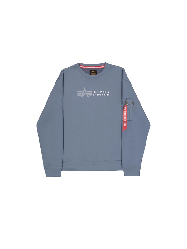 Alpha Industries Men's Label Sweatshirt, Denim Blue, S