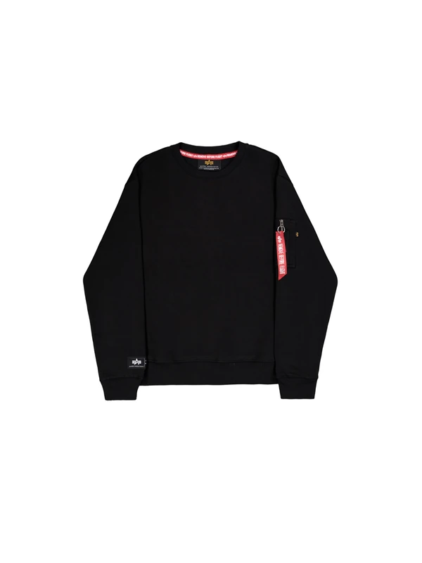 Alpha Industries Men's Label Back Print Sweatshirt, Black, M