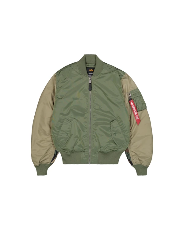 Alpha Industries Men's MA-1 Camo Back Embroidery Bomber Jacket, Sage-Green, L