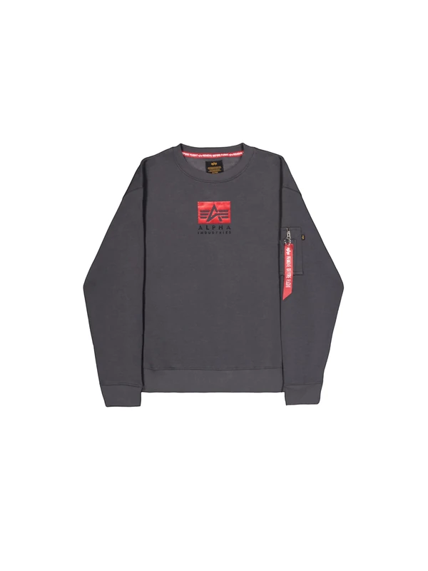 Alpha Industries Men's Satin Logo Sweater Sweatshirt, Vintage Grey, XXL