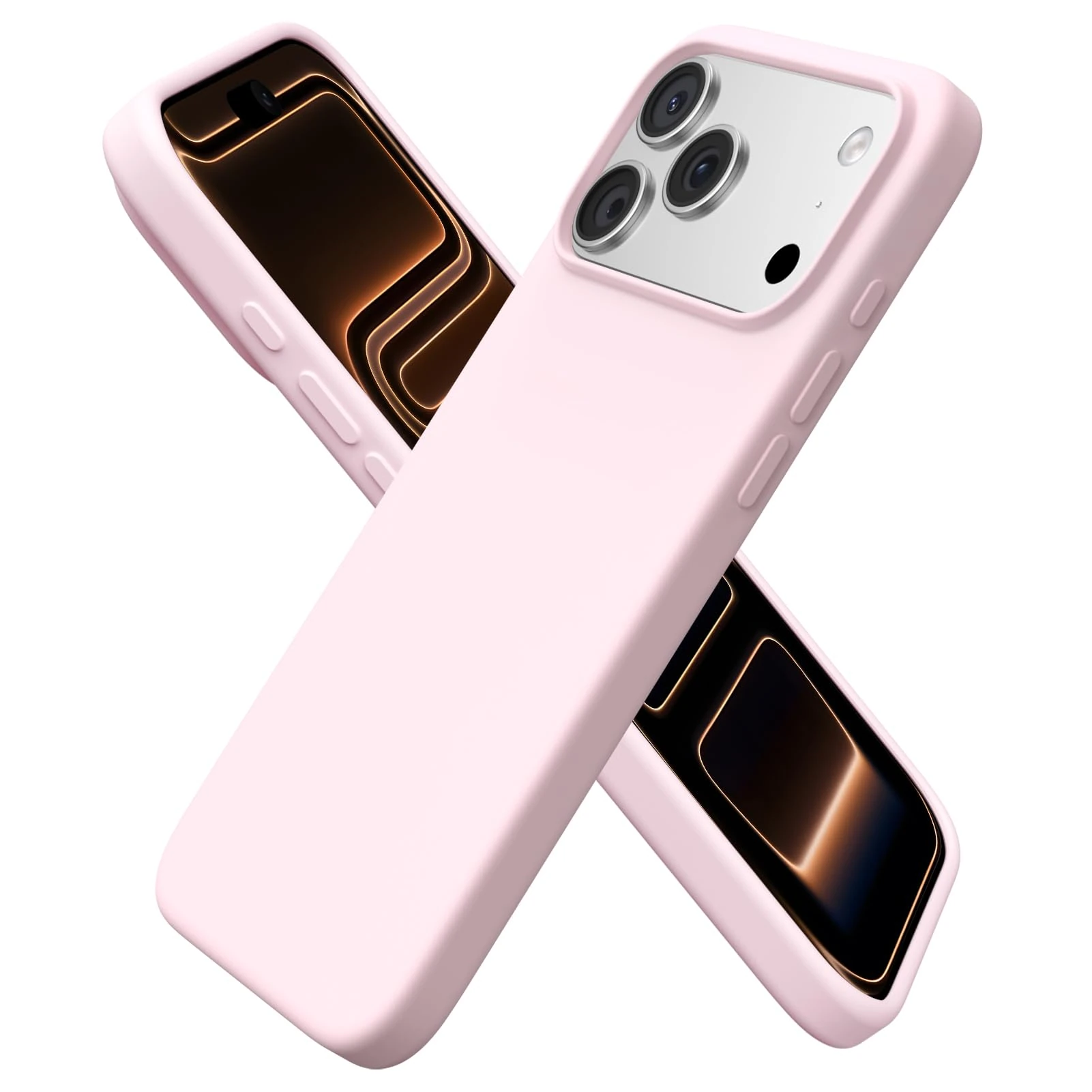 ORNARTO Compatible with iPhone 17 Pro Max Case 6.9", Slim Liquid Silicone 3 Layers Full Covered Soft Gel Rubber 17 Pro Max Phone Cases Cover 6.9 inch-Chalk Pink
