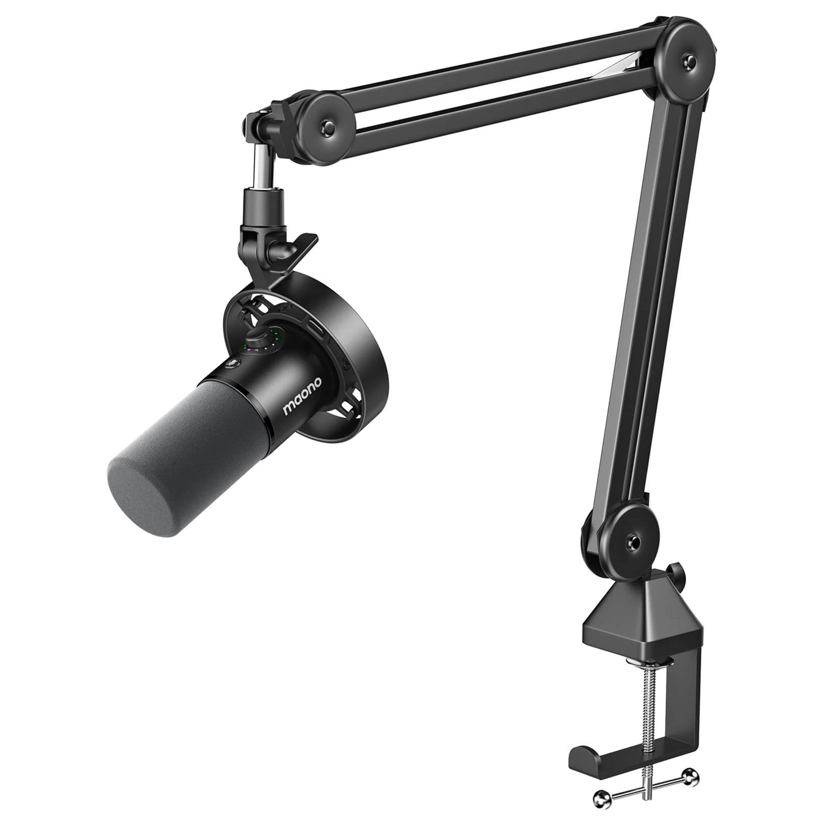 MAONO Podcast Dynamic Microphone Set with Boom Arm Stand, Studio XLR/USB Microphone for Recording Vocal Streaming, Metal Mic with Mute Tap, Headphone Jack, Heavy Duty Boom, PD300XS