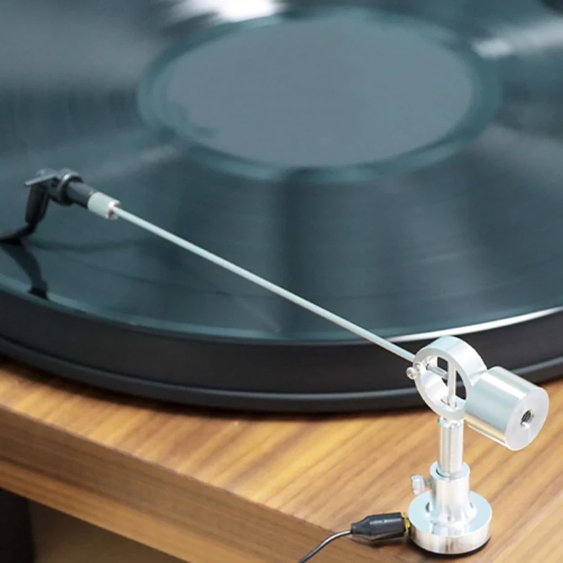 Vinyl Players Cleaning Arm, Anti Static Record Brush, Adjustable Height 4.5-6cm, with Ground Wire, Universal Fit - Remove Dust & Static, End Needle Skipping