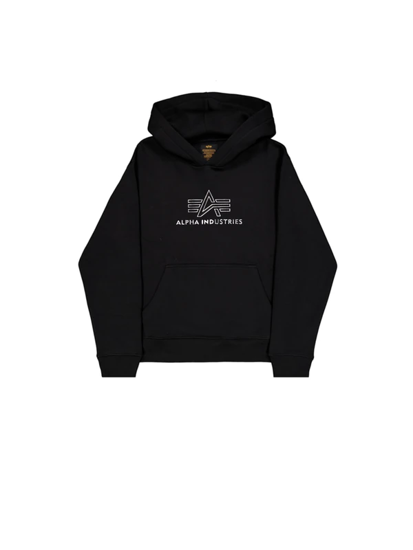 Alpha Industries Men's Basic Hoodie TPU Hooded Sweatshirt, Black/Chrome, XS