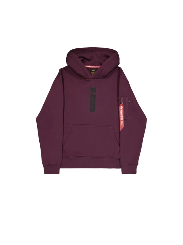 Alpha Industries Men's Alpha Puff Print Hoodie Hooded Sweatshirt, Dark Cherry, M