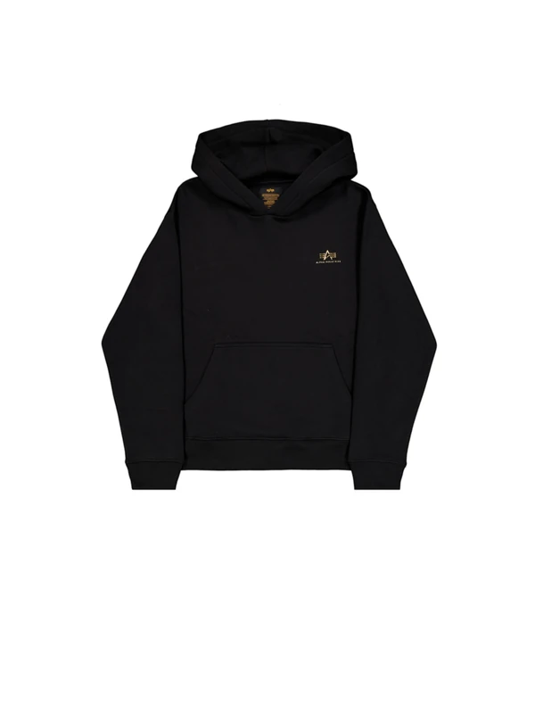 Alpha Industries Men's Basic Hoodie TPU SL Hooded Sweatshirt, Black/Shiny Gold, L