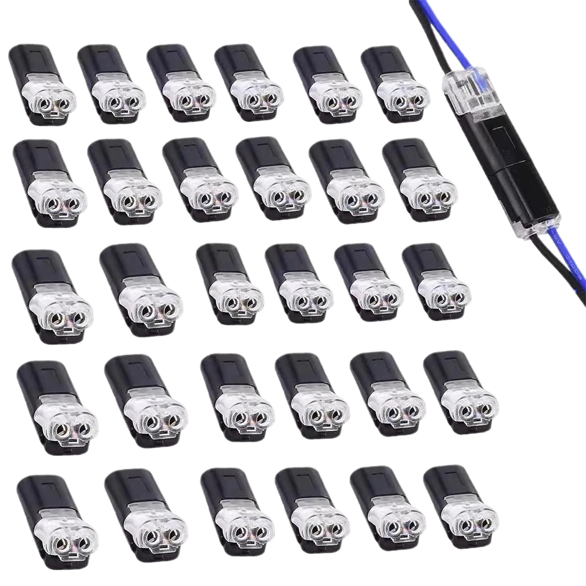 30PCS 2Pin Wire Connectors Push Fit Wire Connectors Electrical Wire Connectors Quick Dual 2 Pin Peel-Free Push-Type Design,Quick Electrical Connectors,2 Pin Connector Wire Crimp Terminal for Led