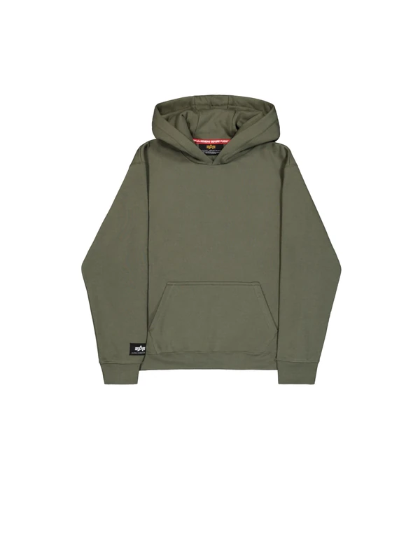 Alpha Industries Men's Label Back Print Hoodie, Dark Olive, XS