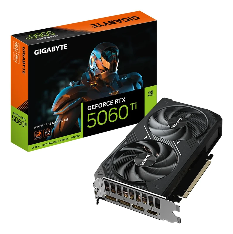 Gigabyte GeForce RTX 5060 Ti WINDFORCE MAX OC 8G Graphics Card - 8GB GDDR7, 128bit, PCI-E 5.0, 2587MHz Core Clock, 3 x DP, 1 x HDMI, NVIDIA DLSS 4, GV-N506TWF2MAX OC-8GD