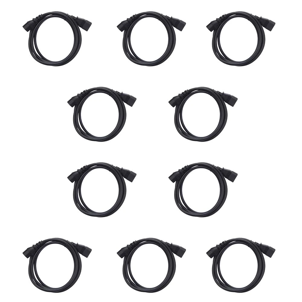 iSynq 2m 10 Pack IEC Power Extension Cable Kettle Male to Female UPS Lead C13 - C14 Mains 240V 10A