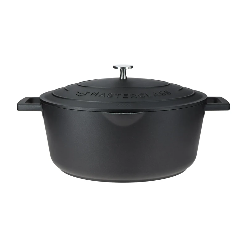 MasterClass Cast Aluminium Oval Casserole Dish, 30cm, 6L, Gift Boxed, Black