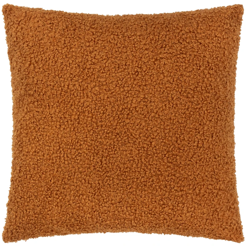 furn. Yard Cabu Feather Filled Cushion – Scandi Minimalist Chunky Boucle Textured Decorative Pillow (Ginger - 55x55cm)