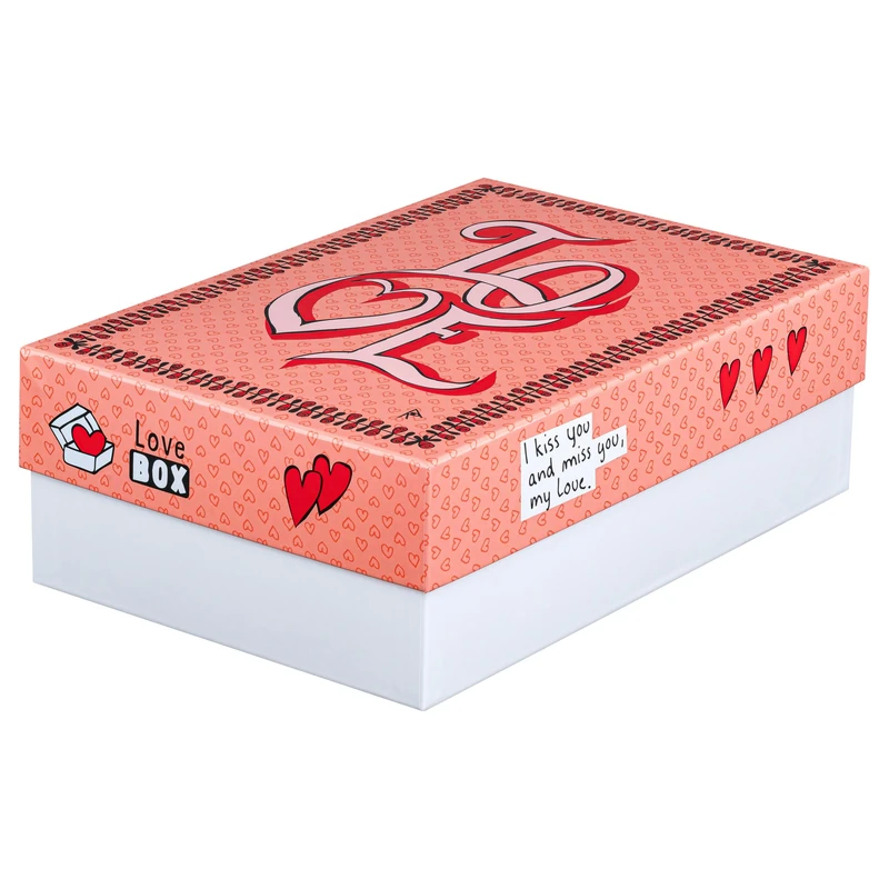 FALKEN StoryBox Love Original Pack of 5 120 mm High DIN A4+ Made in Germany Gift Box with Lid Ideal for Memories, Photos, Collections, Pictures, Crafts Storage Box Box