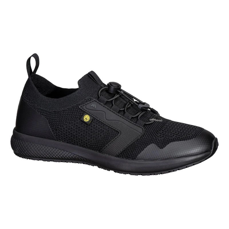 Portwest FT22 Occupational Trainer O1 ESD Flyknit Metal Free Toggle Slip Resistant EVA Rubber Machine Washable Anti Static Lightweight Footwear, Black 44