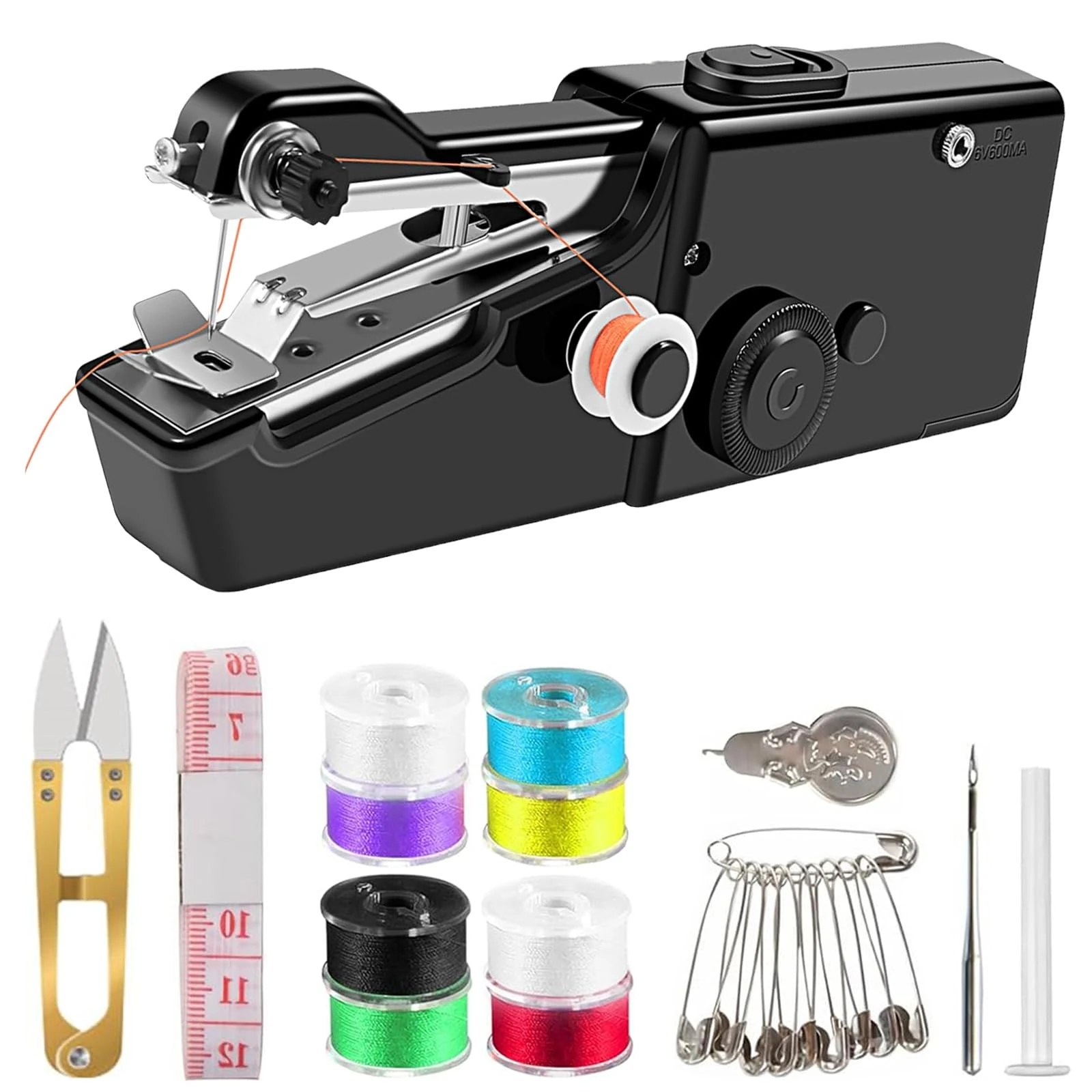 HhBdy Portable Sewing Machine, Portable Rechargeable Sewing Machine Small Sewing Machine, Practical Stapler, Sewing Accessories for DIY Clothing Fabric Curtains
