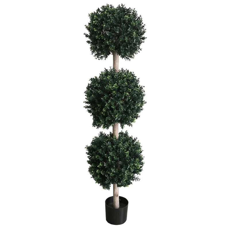 Leaf Artificial Boxwood Trees, 150cm UV Triple Ball, 150 cm