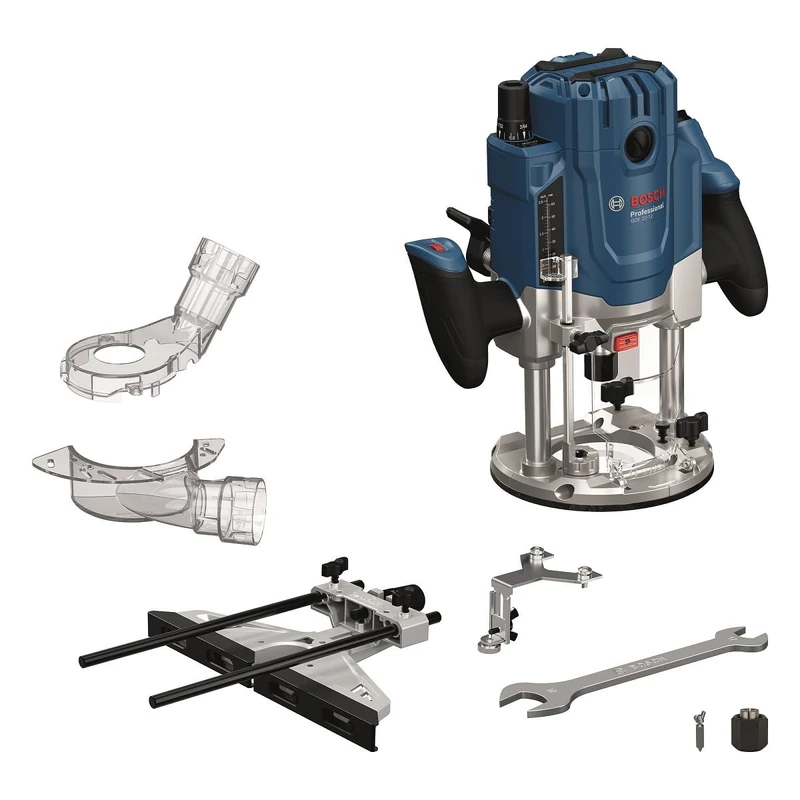 Bosch Professional Cable milling Machine GOF 20-12 (Power Absorbed 2000 W, incl. dust Suction, Roller and Parallel Guide, Centering pin, Socket Wrench, Collet Set)