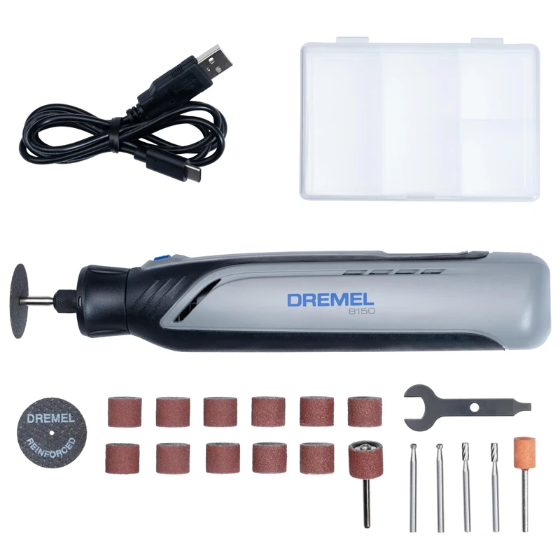 Dremel 8150 Cordless Brushless Multi Tool, Rotary Tool Kit 7.2V 2Ah USB-C Rechargeable, 20 Accessories, Variable Speed 5,000-30,000 RPM, LED Light, Cutting, Sanding, Carving, Grinding
