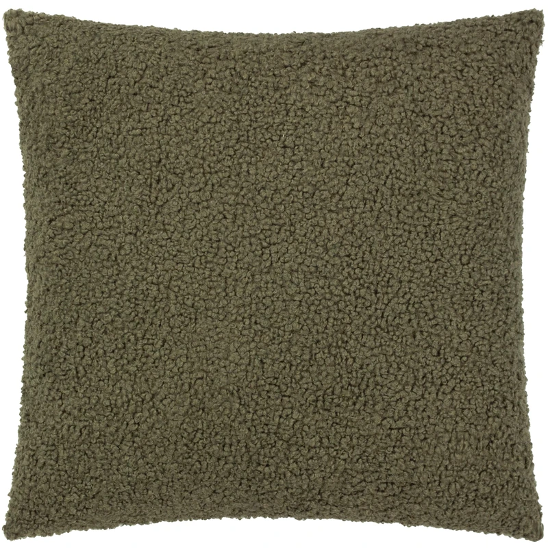 furn. Yard Cabu Feather Filled Cushion – Scandi Minimalist Chunky Boucle Textured Decorative Pillow (Khaki - 55x55cm)