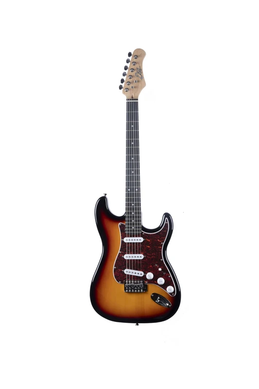 EKO GUITARS ST‑100 Electric Guitar, Poplar Body, Maple Handle, Laurel Fingerboard, 3 Single‑Coil Pickups, Tremolo Bridge, 22 Frets, Sunburst Colour