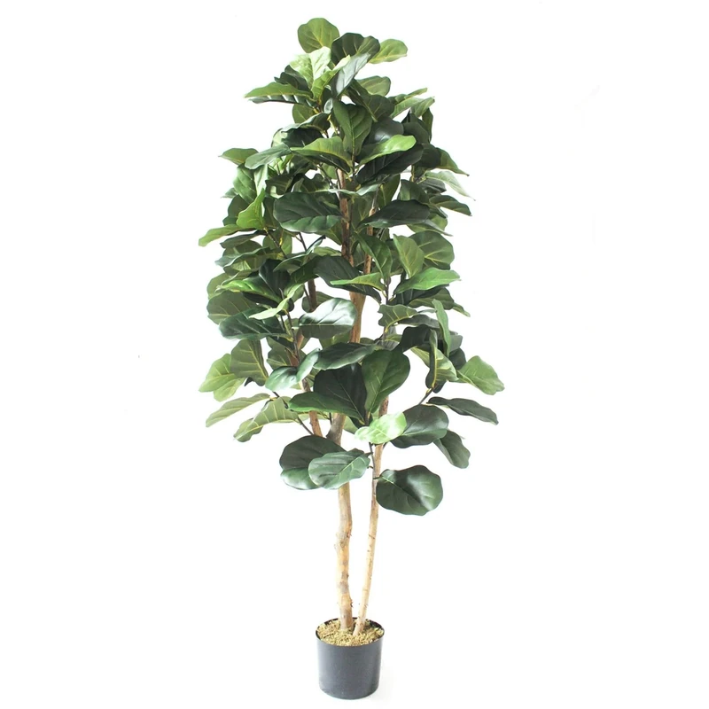 Leaf Design UK Artificial Plant Fiddle Fig Tree Plant Black Plastic Pot