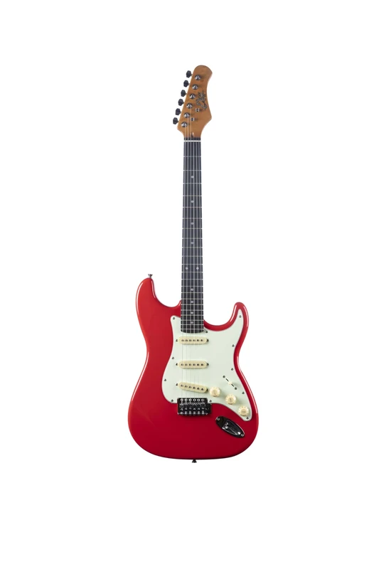 EKO GUITARS ST‑300 Electric Guitar, Poplar Body, Maple Handle, Laurel Fingerboard, 3 Single‑Coil Pickups, Tremolo Bridge, Fiesta Red