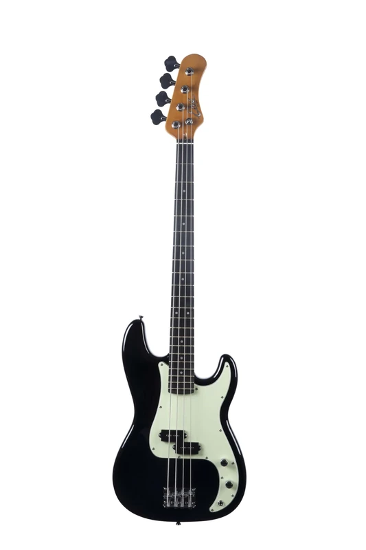 EKO GUITARS PB‑300 Electric Bass, 4 Strings, Poplar Body, Maple Handle, Laurel Keyboard, 2 PB Humbucker Pickups, Vintage 4‑Saddle Bridge, Black