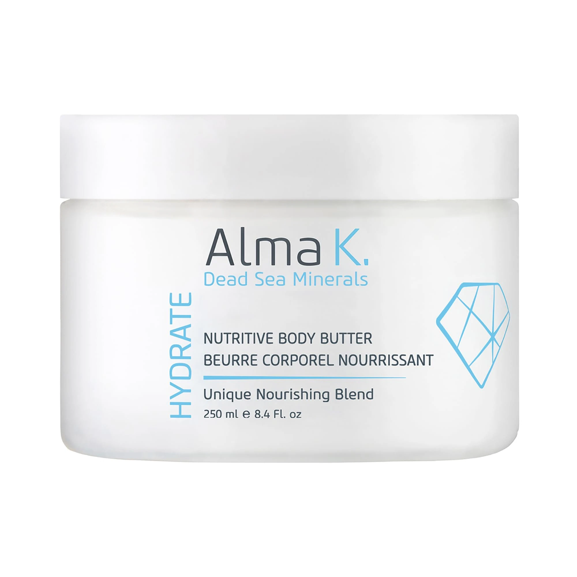 Alma K Nutritive Body Butter - Deep Hydration Body Cream Skin Care - Shea Butter Lotion with Dead Sea Minerals, Vitamin E - All Skin Types - 250 ml