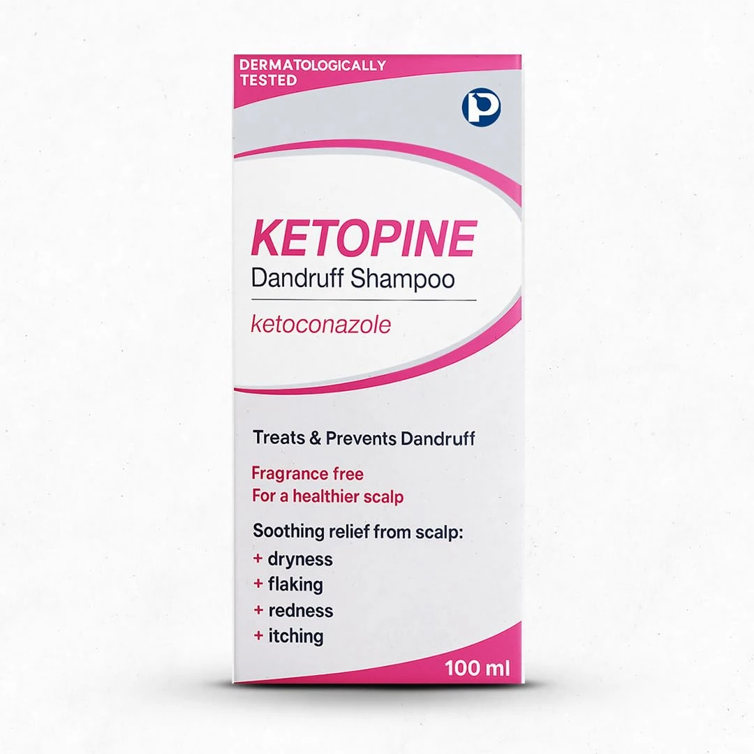 Ketoconazole 2% Medicated Shampoo - Anti-Dandruff Treatment for Itchy, Flaky Scalp, Clinically Proven for Seborrheic Dermatitis & Psoriasis, Also works as a mild DHT Blocker for Hair Strength, 100ml
